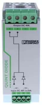Image of Phoenix Contact QUINT-DIODE/48DC/2X20/1X40 Series DIN Rail Diode Module, DIN Rail Diode Module for use with DIN Rail