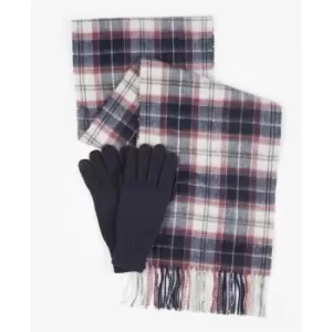 Image of Barbour Wool Tartan Scarf & Glove Set - Purple