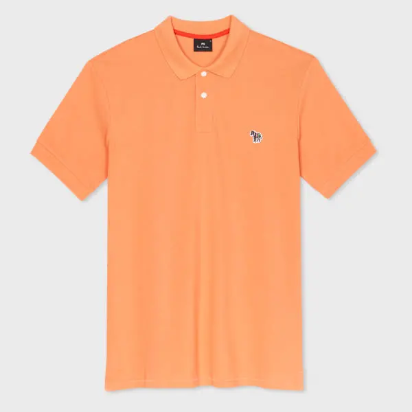 Image of Paul Smith Washed Orange Organic Cotton Zebra Polo Shirt