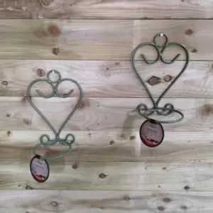 Image of Pack of 2 Tom Chambers Handcrafted Amalfi Sage Green Metal Steel Garden Patio Herb Plant Flower Pot Wall Mount Holder