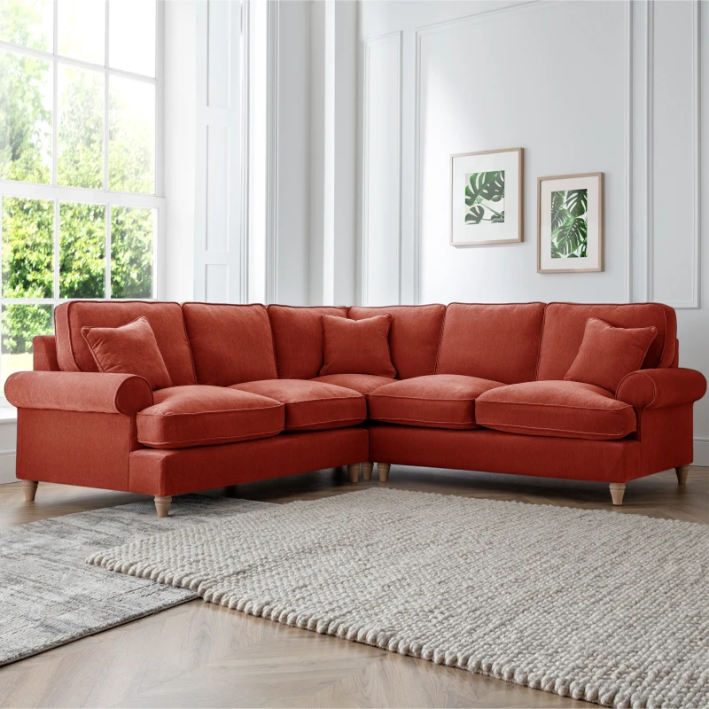 Image of The Great Sofa Company Ezra 2 Corner 2 Manhattan Apricot in Terracotta Terracotta Unisex