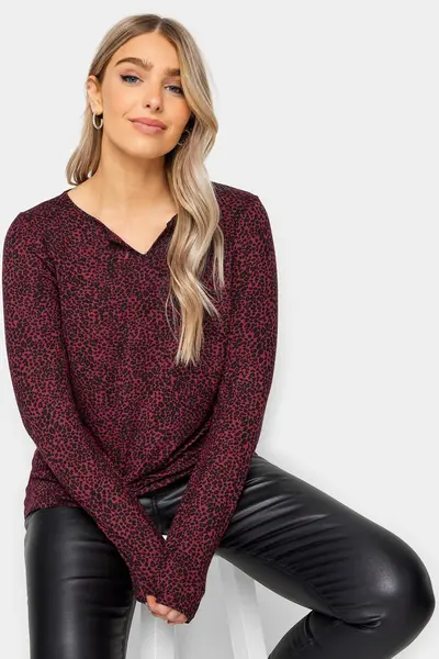 Image of M&Co Printed Long Sleeve T-Shirt Red