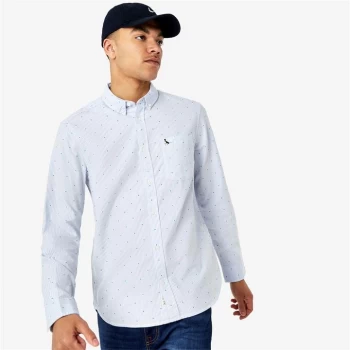 Image of Jack Wills Withington Stripe Dot Print Oxford Shirt - Sky Blue