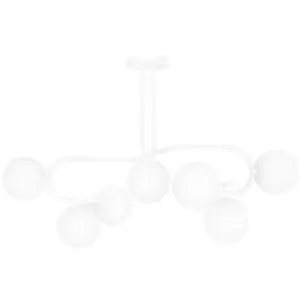 Image of Emibig Ragi White Globe Ceiling Light with White Glass Shades, 7x E14
