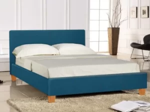 Image of Seconique Prado 4ft6 Double Petrol Blue Upholstered Fabric Bed Frame