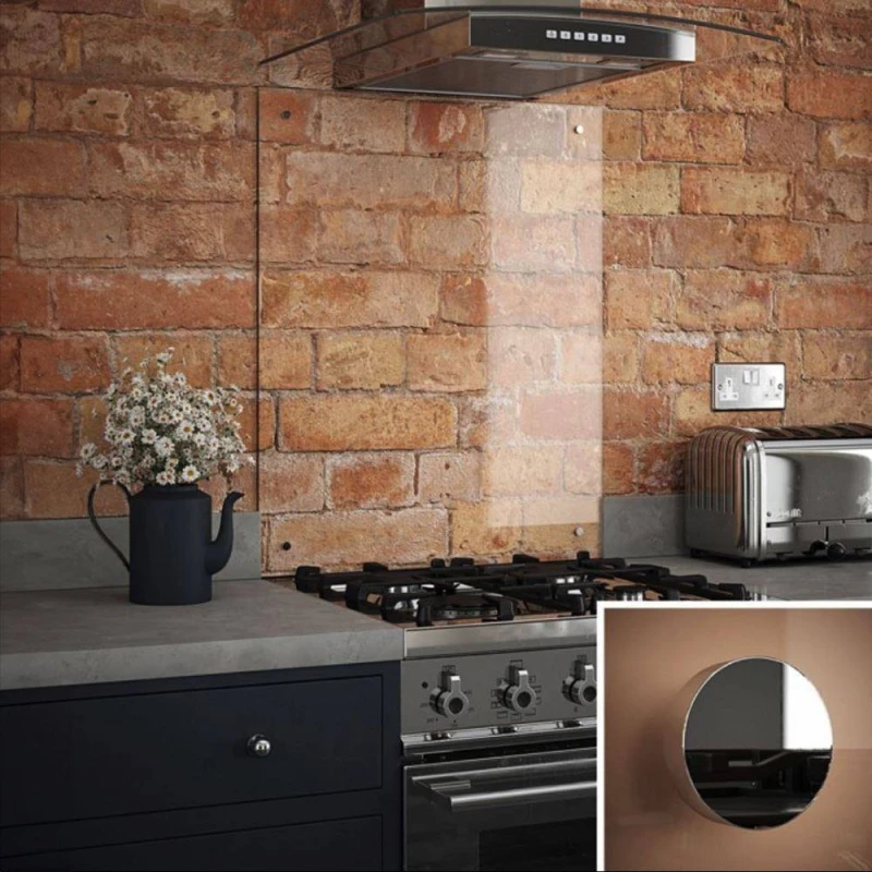 Image of Splashback Crystal Toughened Glass Kitchen Clear s 600mm x 750mm x 4mm Clear Unisex