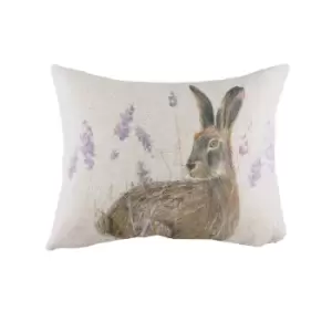 Image of Evans Lichfield Standing Hare Cushion Cover (43cm x 33cm) (Multicoloured)