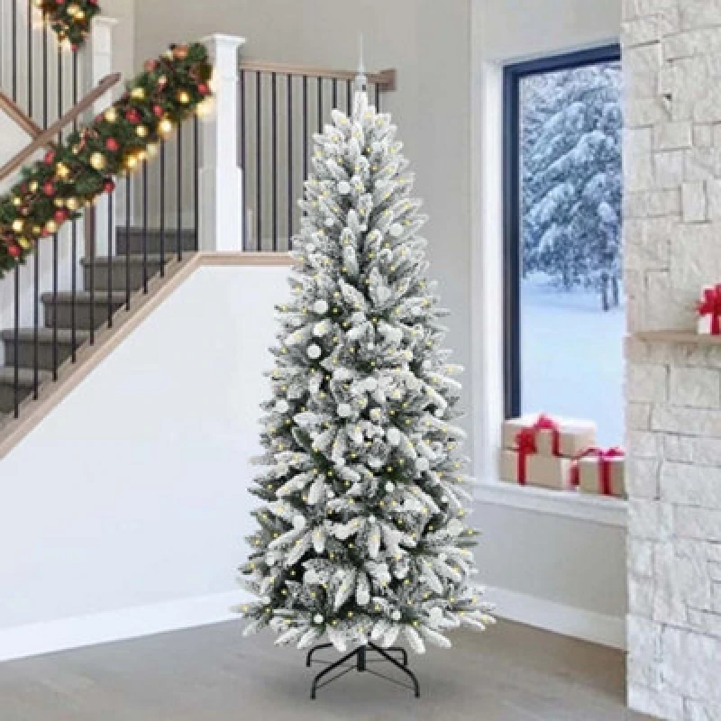 Image of vidaXL Artificial Christmas Tree with 300 LEDs, White Balls White 93 x 93 x 240 cm, White 3396072