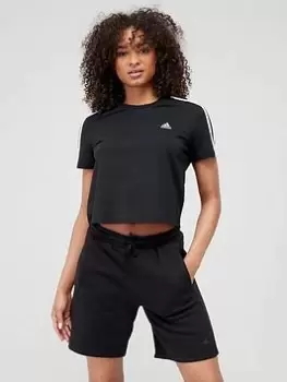 Image of adidas 3 Stripes Crop Top - Black/White Size XS Women