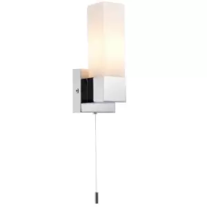 Image of IP44 Bathroom Wall Light Chrome & Frosted Glass Modern Rectangle Fitting Lamp