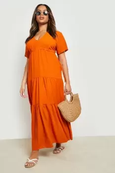 Image of Plus Tie Detail Tiered Maxi Dress