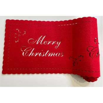 Image of The Spirit Of Christmas Felt Table Runner - Red