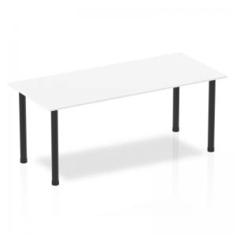 Image of Dynamic Impulse 1800mm Straight Table White Top Black Post Leg BF00382