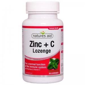 Image of Natures Aid Zinc Lozenges (Peppermint) Rosehip + Vitamin C 30 Lozenges