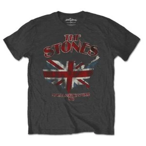 Image of The Rolling Stones - Union Jack US Map Unisex X-Large T-Shirt - Grey