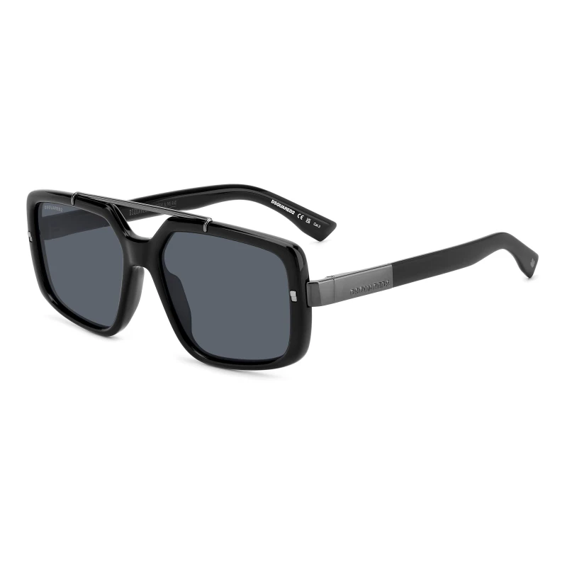 Image of DSquared2 Mens Rectangular Round Sunglasses Black male 57 cm