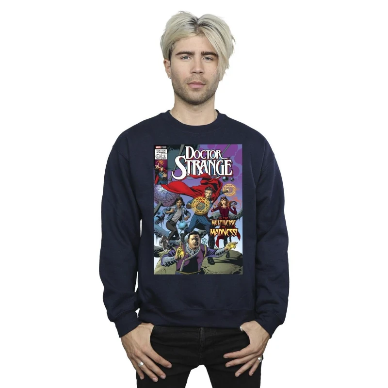 Image of Marvel Marvel Men Doctor Strange Comic Circles Sweatshirt in Navy Size: Small Navy S Male 5059934258082