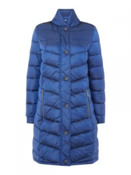 Image of Barbour Staffin Long Puffer Coat With Zip Pockets Blue