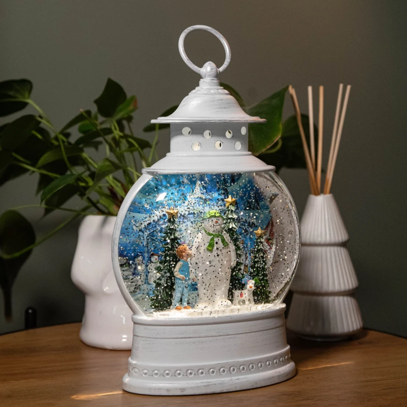 Image of 28cm White Light up The Snowman, Snowdog & Billy Christmas Water Spinner with LEDs