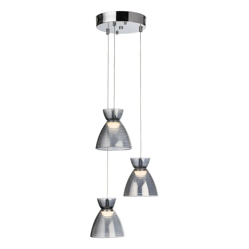 Image of Firstlight LED Royale 3-Light Cluster Pendant Light Warm White 3000K Smoked in Chrome