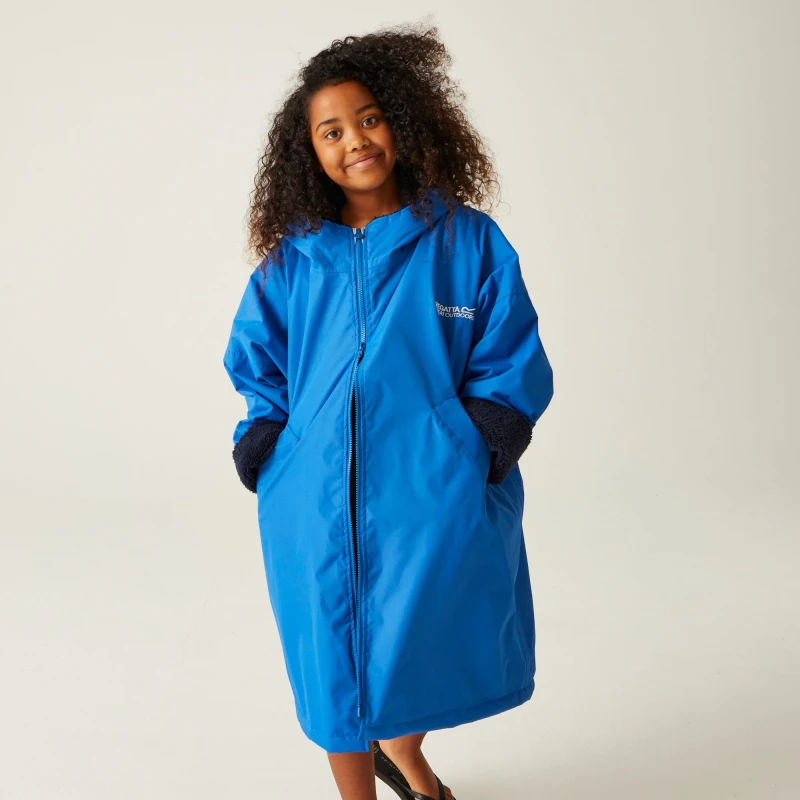 Image of Regatta Unisex Kids Fleece Lined Oversized Fit Waterproof Robe Blue unisex 9-13 Years