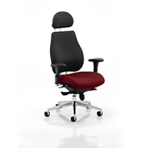 Image of Dynamic Synchro Tilt Posture Chair Height Adjustable Arms Chiro Plus Ultimate Black Back, Ginseng Chilli Seat With Headrest High Back