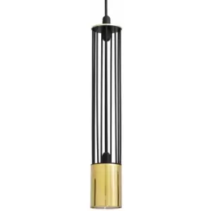 Image of Helam Bars Slim Pendant Ceiling Light Black, Gold 10cm