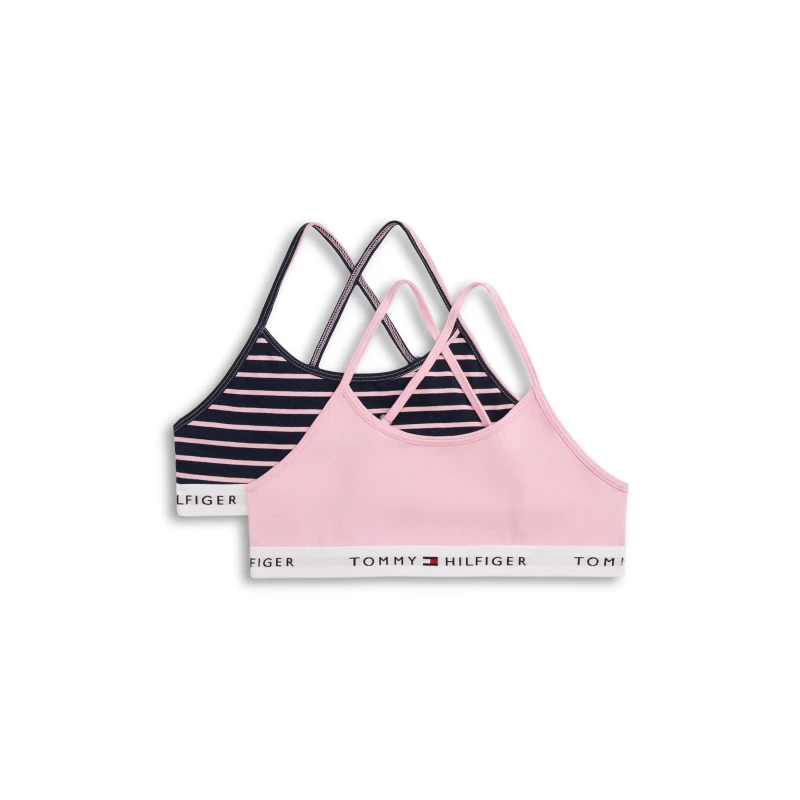 Image of Tommy Hilfiger Tommy 2Pk Bralette Jn62 Pink/Stripe 06G female 8-10Y