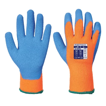 Image of Portwest Latex Grip Gloves for Cold Conditions Orange / Blue L