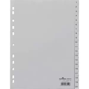 Image of Durable 6522 Index A4 1-20 Polypropylene Grey 20 dividers embossed tabs 652210