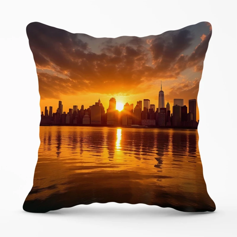 Image of Warren Reed - Designer Sunrise In The City Cushions Size: 45cm x 45cm Multicolor Unisex 45cm x 45 cm