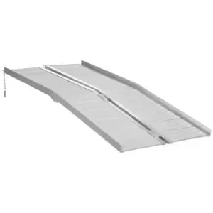 Image of HOMCOM Textured Aluminum Folding Wheelchair Ramp, 183 x 72cm Portable Threshold Ramp, for Scooter Steps Home Stairs Doorways