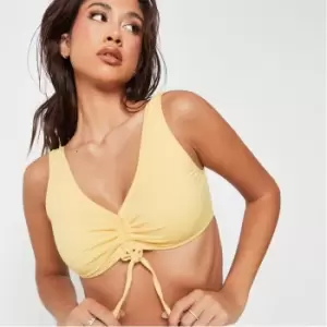 Image of Missguided Scoop Neck Ruched Bikini Top - Yellow