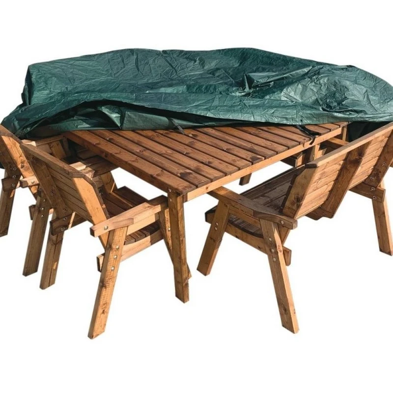 Image of Charles Taylor Deluxe Fitted Eight Seater Square Table Set Cover - L265xW255xH102cm in Green Green Unisex