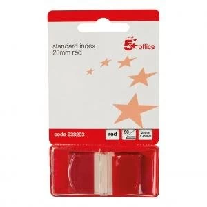 Image of Office Standard Index Flags 50 Sheets per Pad 25x45mm Red Pack 5