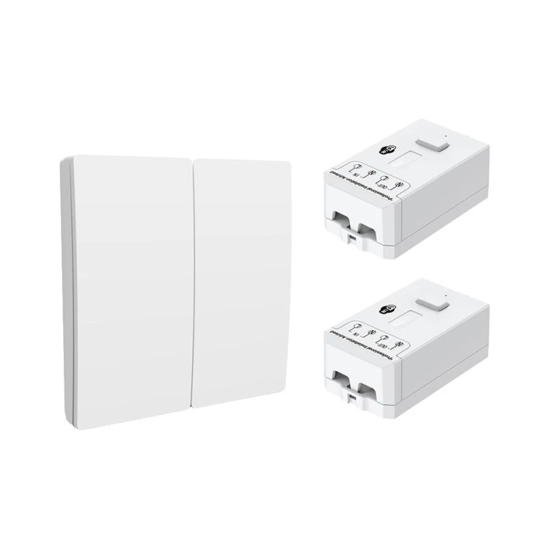Image of ENER-J 2 Gang Wireless Kinetic Switch & 2 WiFi RF Receivers White White Unisex
