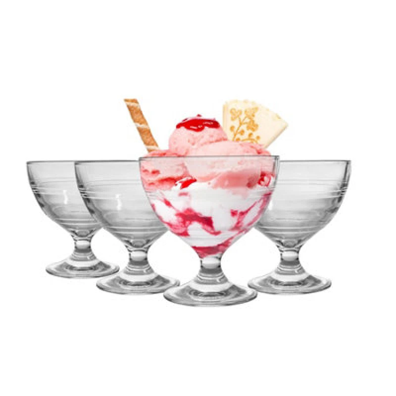 Image of Duralex Gigogne Glass Ice Cream Bowls - 250ml Stem Dishes for Dessert, Sundae - Pack of 6 Clear