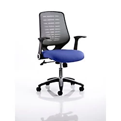 Image of Dynamic Tilt & Lock Task Operator Chair Folding Arms Relay Silver Back, Stevia Blue Seat Without Headrest Medium Back
