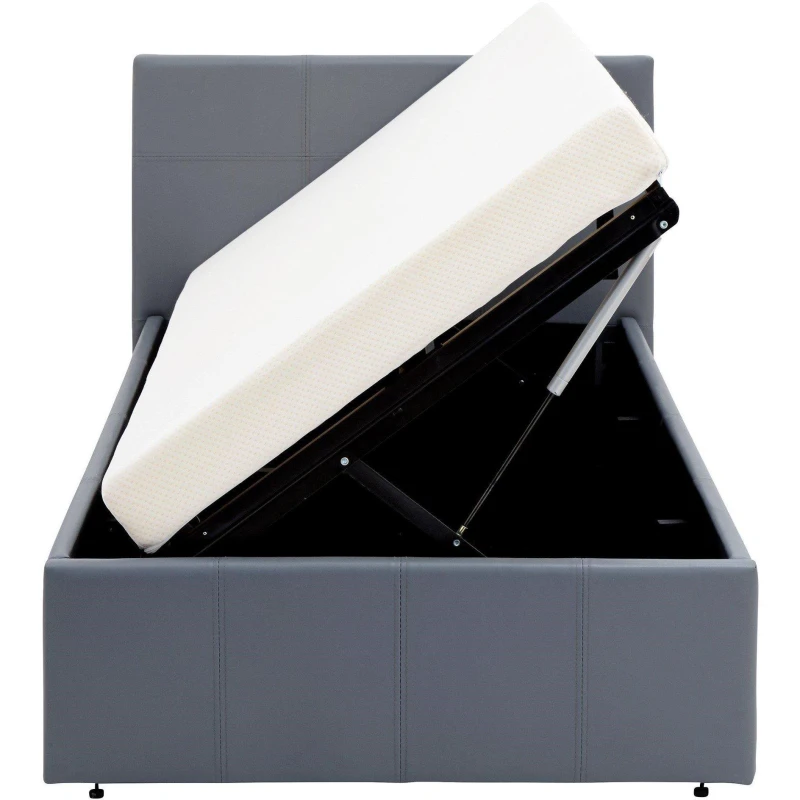 Image of GFW Side Lift Ottoman Storage Bed 90cm with Mattress - Grey Grey Single