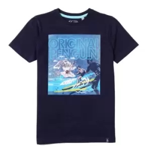 Image of Original Penguin Poster T-Shirt Junior Boys - Blue