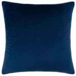 Image of Meridian Velvet Cushion Navy/Silver, Navy/Silver / 55 x 55cm / Polyester Filled