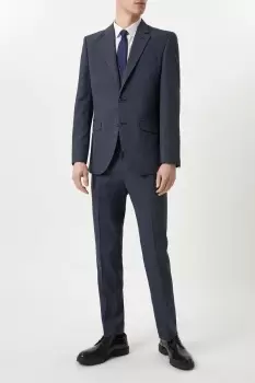 Image of Mens Tailored Fit Navy Overcheck Suit Trousers