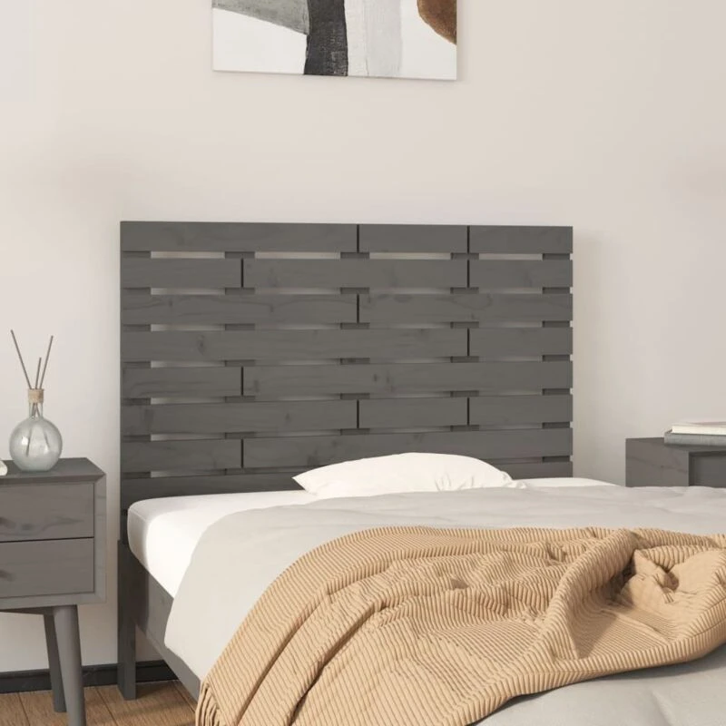 Image of Vidaxl Wall Headboard Grey 106X3X63cm Solid Wood Pine, Grey 824715