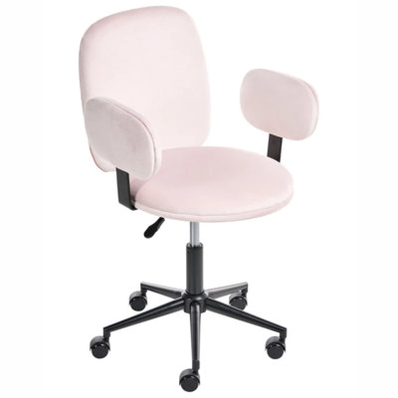 Image of Beliani Desk Chair Moraga Velvet Pastel Pink