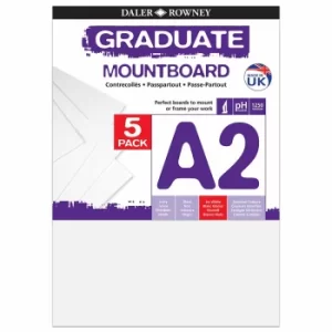Image of Graduate Mount Board A2 1250 Microns 5 Pack, Ivory