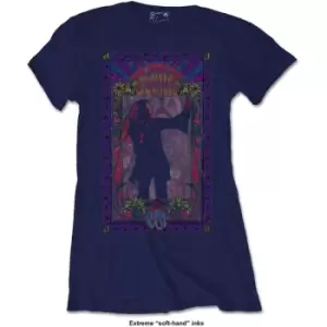 Image of Janis Joplin - Paisley & Flowers Frame Ladies XX-Large T-Shirt - Blue