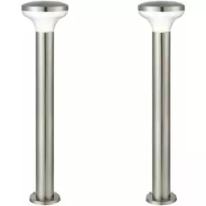 Image of 2 pack Outdoor Post Bollard Light Marine Steel 1m LED Garden Driveway Path Lamp