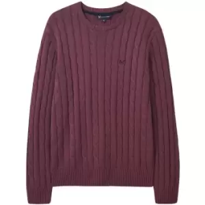 Image of Crew Clothing Mens Regatta Cable Crew Sweater Nectarine Medium