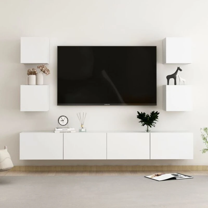 Image of VIDAXL Vidaxl - 6 Piece tv Cabinet Set White Engineered Wood 8720286569566