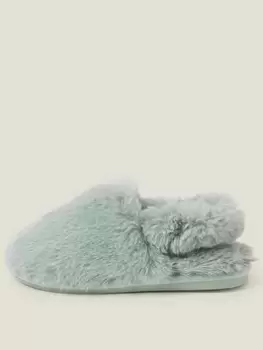 Image of Accessorize Faux Fur Slingback Slipper, Green Size M Women